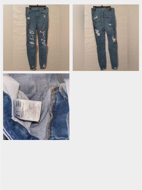 American Eagle Outfitters High-Rise Distressed Skinny Jeans - Medium Blue